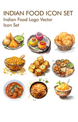 Indian food logo vector Icon set
