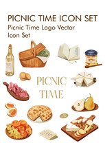 Picnic time logo vector Icon set