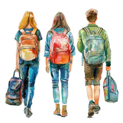 New Classmates watercolor  illustration isolated on transparent. png file for art work, posters, posters, cards, holiday decor.
