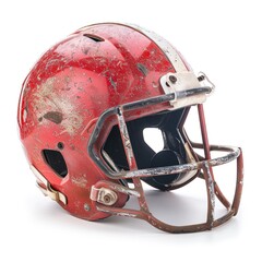 Fototapeta premium Vintage Red Football Helmet with Worn Paint