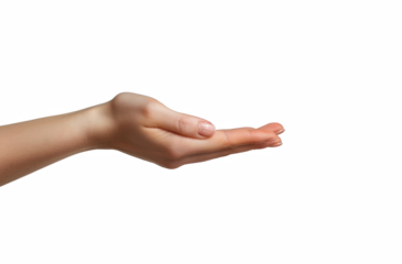 A hand is shown in a white background, with the fingers spread wide open