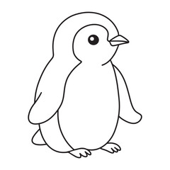 Line art of penguin cartoon vector. penguin coloring book.