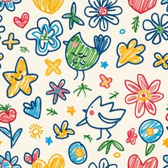 Obraz premium Childlike Charm: A Joyful Tapestry of Flowers and Fancies