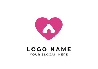 Logo Home and Love, Real estate, Building and love logo design identity. Editable file