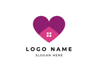 Logo Home and Love, Real estate, Building and love logo design identity. Editable file