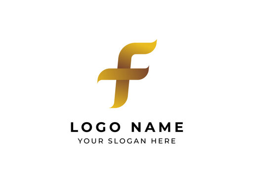 Logo Abstract Letter F with luxury gold color. Editable file