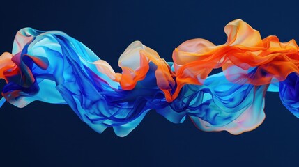 Abstract Swirling Blue and Orange Fabric on a Dark Background