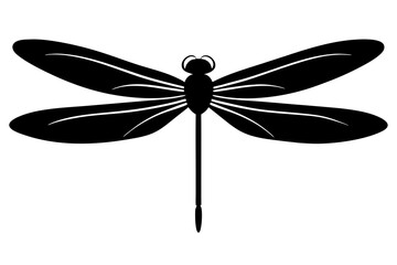 Create a minimal dragonfly silhouette vector illustration in black on a white background with a simple elegant design