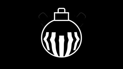 Obraz premium Black and White Striped Christmas Ornament Design