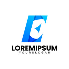 initials letter E colorful logo design