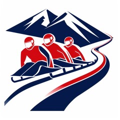 Bobsledding Team Racing Down a Mountain