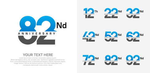 anniversary set logo style with blue and black color for company celebration moment