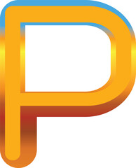Gradient font, gold letter P