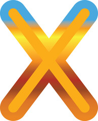 Obraz premium Gradient font, gold letter X