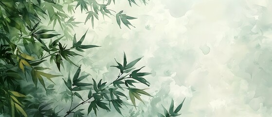 Serene Bamboo Grove in Soft Watercolor Hues