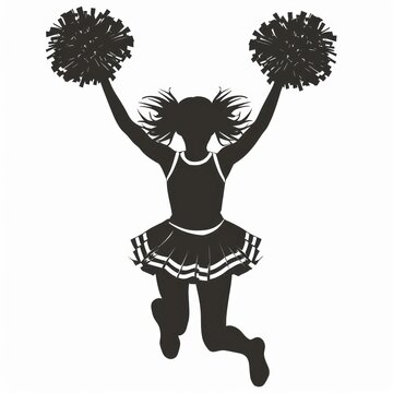 recommend clip art: Silhouette of a Cheerleader Jumping with Pom-Poms