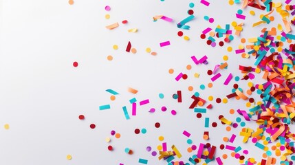 Beer festival banner with confetti and bright colors isolated on white background, perfect for celebrations with copy space and deep depth of field.