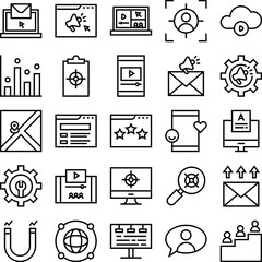 Digital marketing icons set. marketing outline icons collection.	
