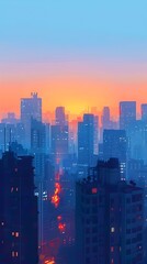 Fototapeta premium Tranquil Cityscape Illuminated by the Dawn s Enchanting Palette