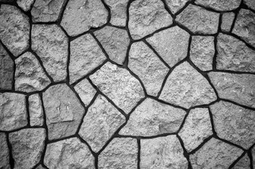 Irregular Stone Block Wall in Monochrome.