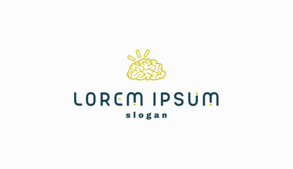 Logo design simple typography illustration brain design technology
