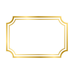 Gold shiny glowing vintage rectangle frame with shadows isolated on white background. Gold realistic rectangle border for decoration, photo, banner. Vector illustration. 