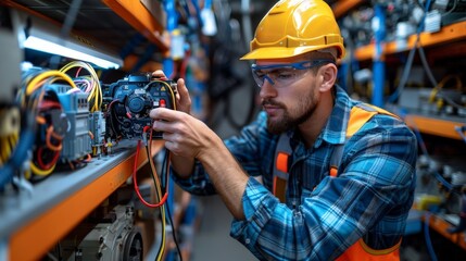 Technician Hands of car mechanic working repair in auto repair Service electric 