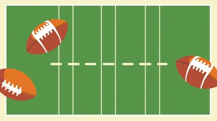 Obraz premium American Football Field with Two Balls