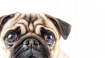 Obraz premium pug dog with white background exposing only half of head