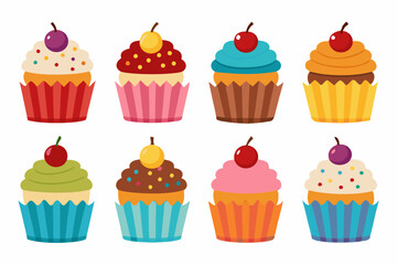 cupcakes clip-art set vector illustration