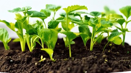 A bunch of green plants are growing in the dirt