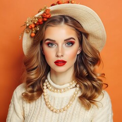 Fototapeta premium Confident female with bold personality and cool attitude. Portrait of an edgy young woman wearing fashionable clothes with a trendy hairstyle against a vibrant studio background.