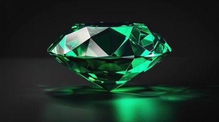 Fototapeta premium Clear green emeralds shine like beauty on a black background. Vector illustration.
