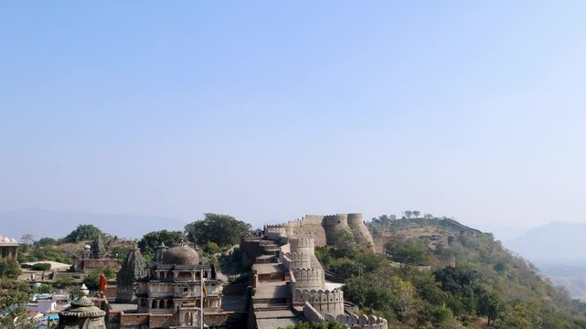 ancient fort stone wall for invader protection at morning