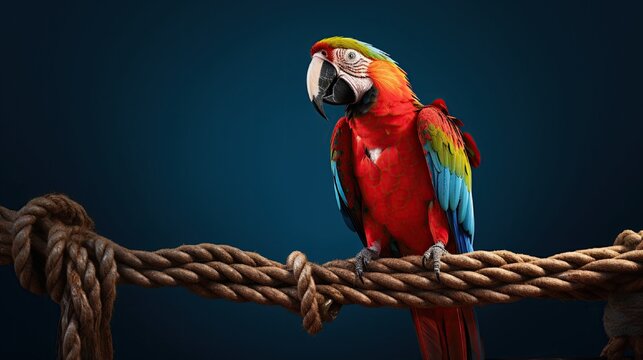 colorfull parrot sitting on the rope .