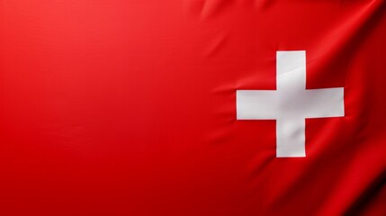 Close-up of Swiss flag waving in the wind