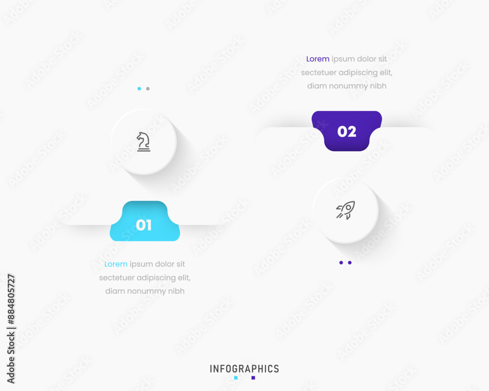 Wall mural vector infographic label design template with icons and 2 options or steps. can be used for process 