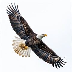 Obraz premium Mature American bald eagle in flight isolated on a white background