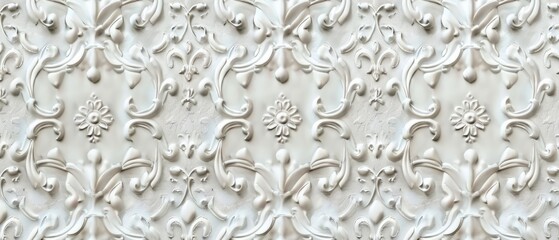 Panoramic close-up, high detail scan of classic patterned wallpaper texture, Generative AI