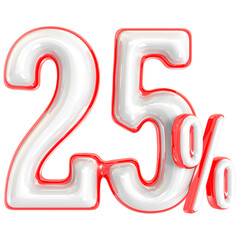 10 Red With White Percent 3d render