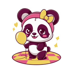 panda with a flower