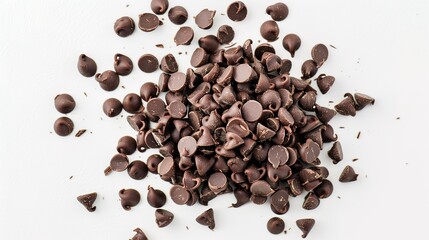 Obraz premium Top View of Chocolate Chip on White Background