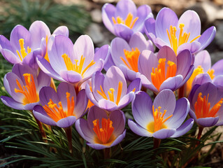Fototapeta premium Close up of purple crocus flowers