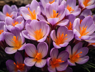 Fototapeta premium Close up of purple crocus flowers