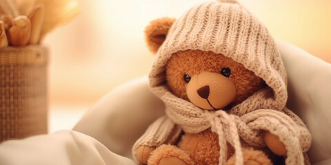 closeup Adorable brown teddy bear