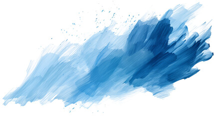 Abstract blue paint brush strokes in watercolor isolated on transparent background, ideal for artistic projects, digital designs, and creative visuals in PNG format