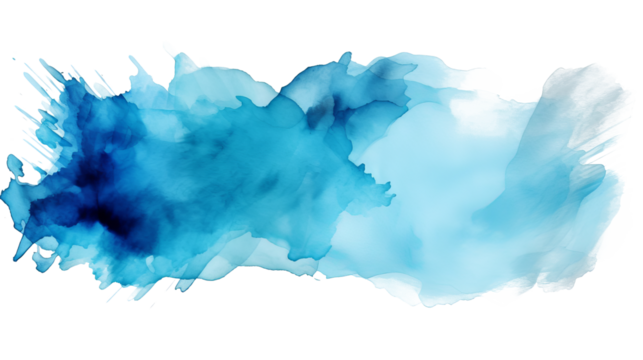 Abstract blue paint brush strokes in watercolor isolated on transparent background, ideal for artistic projects, digital designs, and creative visuals in PNG format - Powered by Adobe