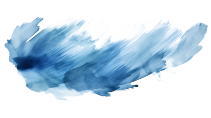 Abstract blue paint brush strokes in watercolor isolated on transparent background, ideal for artistic projects, digital designs, and creative visuals in PNG format