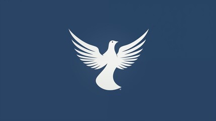 Obraz premium White Dove with Outstretched Wings on Blue Background Illustration