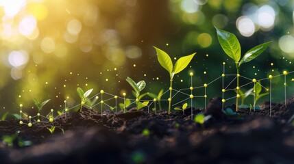 Graph of growth concept with symbolic imagery and high detail.